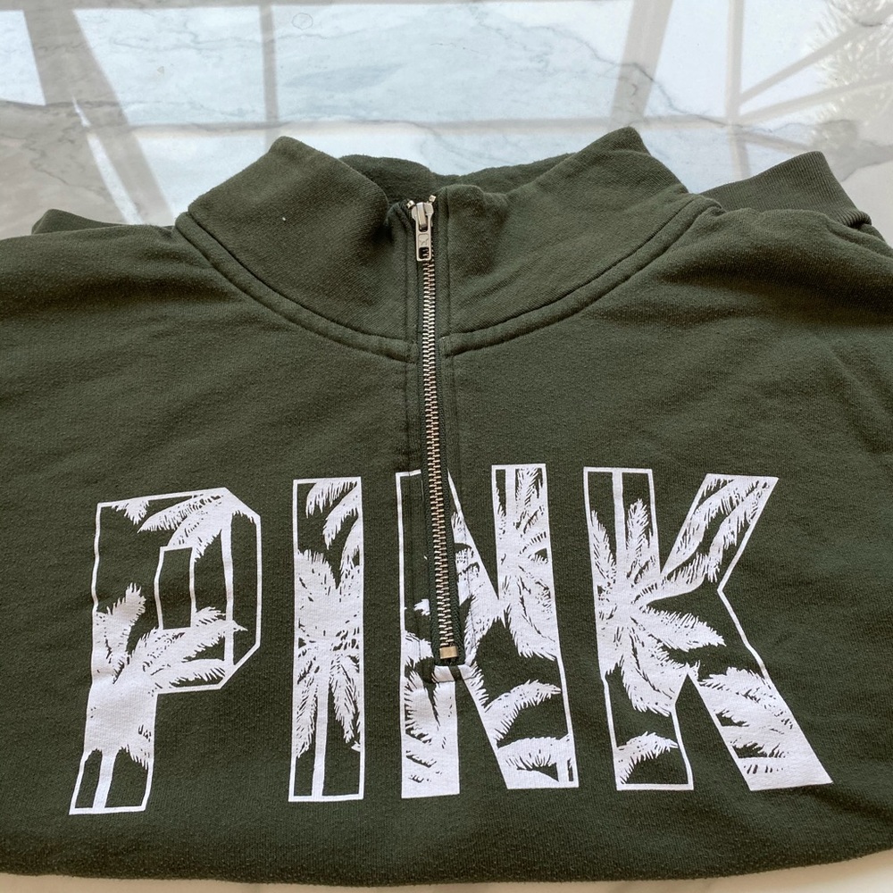 PINK olive/army green  three-quarter zip pullover